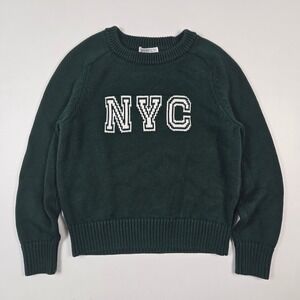 Crewcuts J.Crew Kids Forest Green NYC Graphic Cotton Knit Sweater Small 6-7